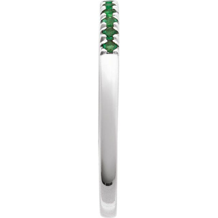 Sterling Silver Natural Emerald Stackable Ring