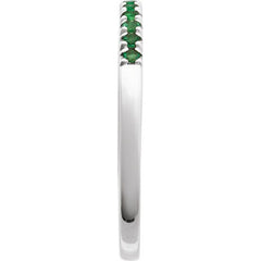 Sterling Silver Natural Emerald Stackable Ring