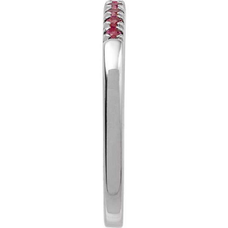 14K White Gold Natural Ruby Stackable Ring