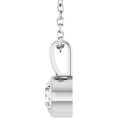 14K White Gold 1/3 CT Natural Diamond Bezel-Set Solitaire 16-18" Necklace