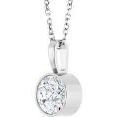 Platinum 9/10 CT Natural Diamond Bezel-Set Solitaire 16-18" Necklace