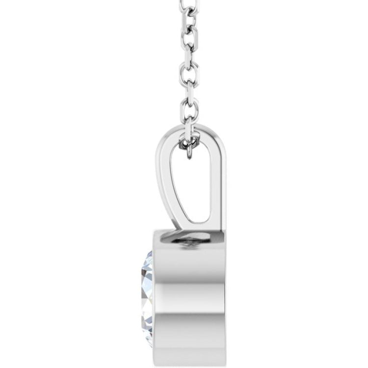 Sterling Silver 5/8 CT Lab-Grown Diamond Bezel-Set Solitaire 16-18" Necklace