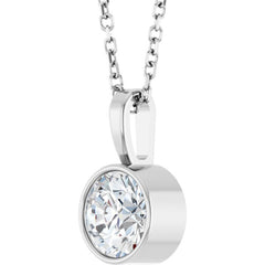 14K White Gold 5/8 CT Lab-Grown Diamond Bezel-Set Solitaire 16-18" Necklace