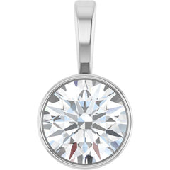 14K White Gold 5/8 CT Natural Diamond Bezel-Set Solitaire Pendant