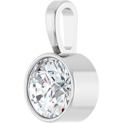 Sterling Silver 3/4 CT Natural Diamond Bezel-Set Solitaire Pendant