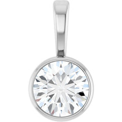 Sterling Silver 1/3 CT Lab-Grown Diamond Bezel-Set Solitaire Pendant