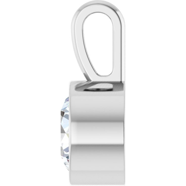 Sterling Silver 5/8 CT Lab-Grown Diamond Bezel-Set Solitaire Pendant