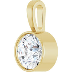 14K Yellow Gold 5/8 CT Lab-Grown Diamond Bezel-Set Solitaire Pendant