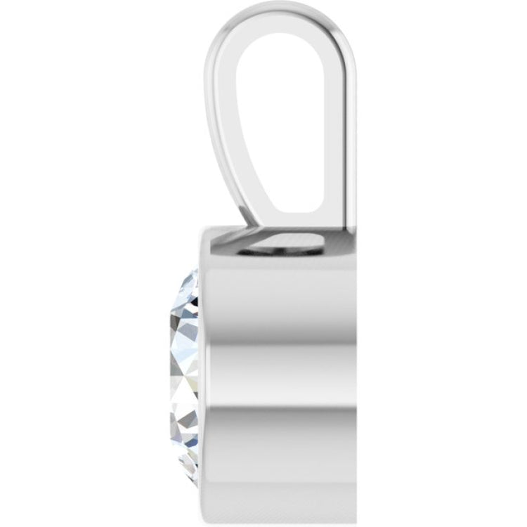Sterling Silver 5/8 CT Lab-Grown Diamond Bezel-Set Solitaire Pendant