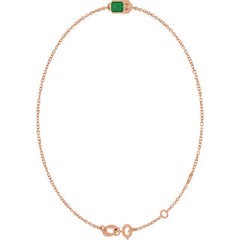 14K Rose Gold Natural Emerald 6 1/2-7 1/2" Bracelet