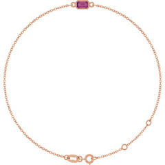 14K Rose Gold Natural Pink Tourmaline 6 1/2-7 1/2" Bracelet