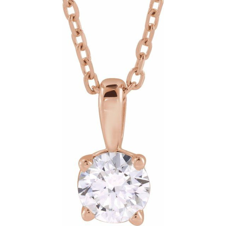 14K Rose Gold 1/3 CT Natural Diamond 18" Necklace