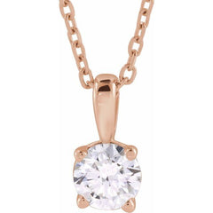 14K Rose Gold 1/3 CT Natural Diamond 18" Necklace