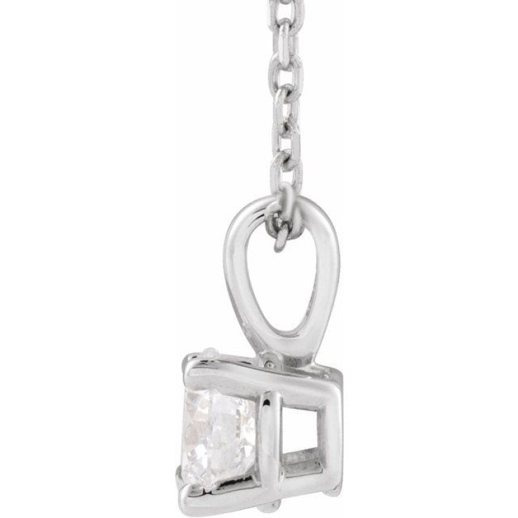 14K White Gold 1/2 CT Natural Diamond 18" Necklace
