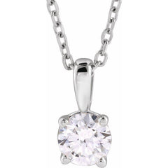 14K White Gold 3/4 CT Natural Diamond 18" Necklace