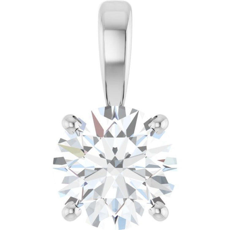 14K White Gold 1 CT Lab-Grown Diamond Pendant