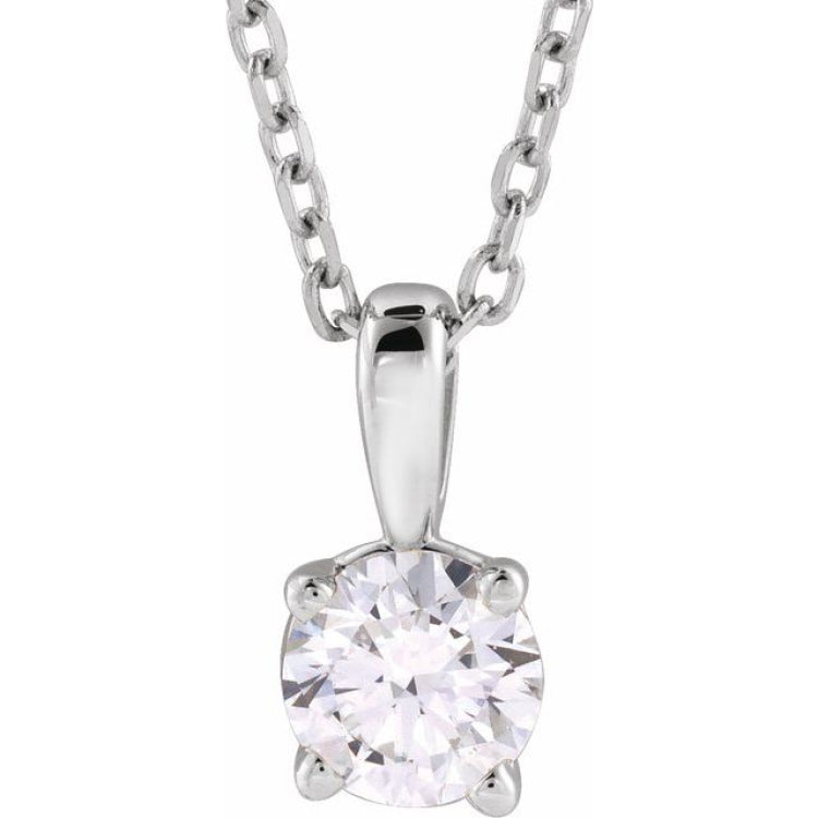 14K White Gold 1/2 CT Lab-Grown Diamond 18" Necklace