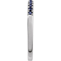 10K White Gold Natural Blue Sapphire Stackable Ring