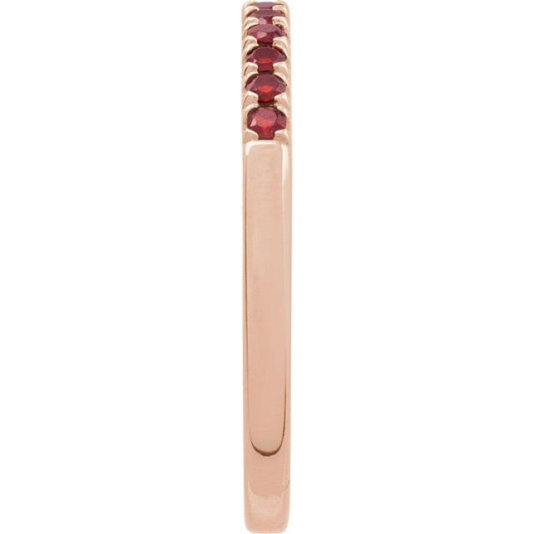 10K Rose Gold Natural Mozambique Garnet Stackable Ring