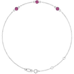 Sterling Silver Natural Pink Tourmaline 6 1/2-7 1/2" Bracelet
