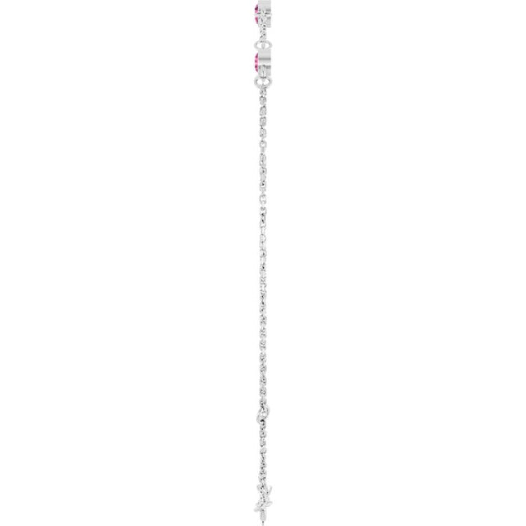 Sterling Silver Natural Pink Tourmaline 6 1/2-7 1/2" Bracelet