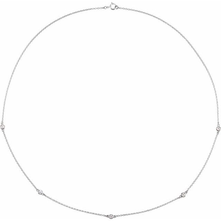 14K White Gold 1/4 CTW Natural Diamond 5-Station 18" Necklace