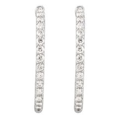 Sterling Silver Imitation White Cubic Zirconia Inside-Outside 29.5 mm Hinged Hoop Earrings