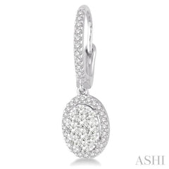 1 Ctw Oval Shape Diamond Lovebright Earrings in 14K White Gold