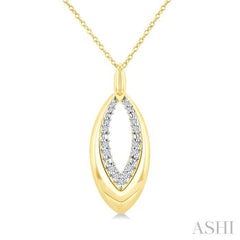 1/10 Ctw Marquise Shape Inner Link Round Cut Diamond Pendant With Chain in Yellow Gold Vermeil