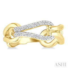1/10 Ctw Round Cut Diamond Bold Knot Link Fashion Ring in Yellow Gold Vermeil