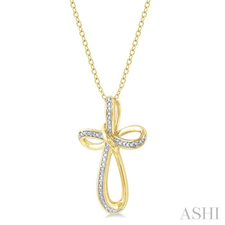 1/50 Ctw Infinity Cross Round Cut Diamond Pendant With Chain in Yellow Gold Vermeil