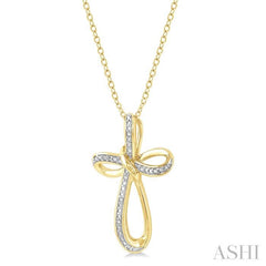 1/50 Ctw Infinity Cross Round Cut Diamond Pendant With Chain in Yellow Gold Vermeil