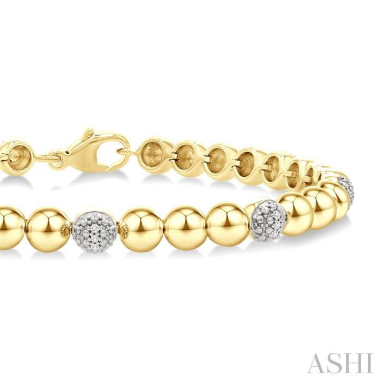 5 MM Bold Bead and 1/6 Ctw Round Cut Bead Bijoux Diamond Fashion Bracelet in Yellow Gold Vermeil