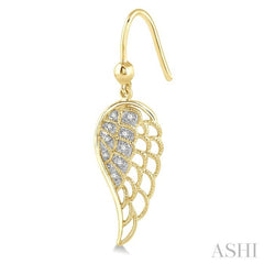 1/20 Ctw Round Cut Diamond Angel Wings Diamond Earrings in Yellow Gold Vermeil