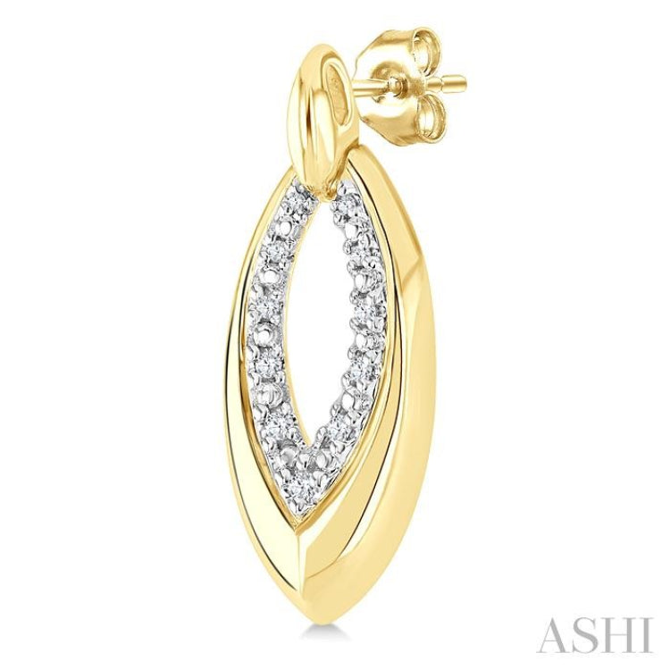 1/10 Ctw Marquise Shape Inner Link Round Cut Diamond Earrings in Yellow Gold Vermeil