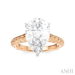 1/10 Ctw Pear Shape Round Cut Diamond Akari Wheat Shank Semi-Mount Engagement Ring in 14K Rose and White Gold