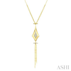 1/8 Ctw Chain Drop Round Cut Diamond Fashion Pendant in 14K Yellow Gold