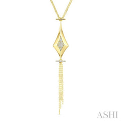 1/8 Ctw Chain Drop Round Cut Diamond Fashion Pendant in 14K Yellow Gold