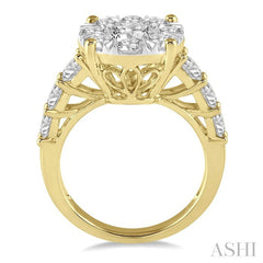 2 Ctw Round Cut Lovebright Diamond Ring in 14K Yellow and White Gold