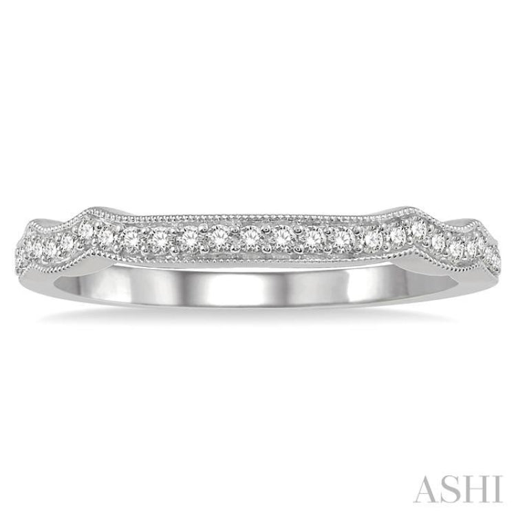 1/6 Ctw Curvy Round Cut Diamond Wedding Band in 14K White Gold