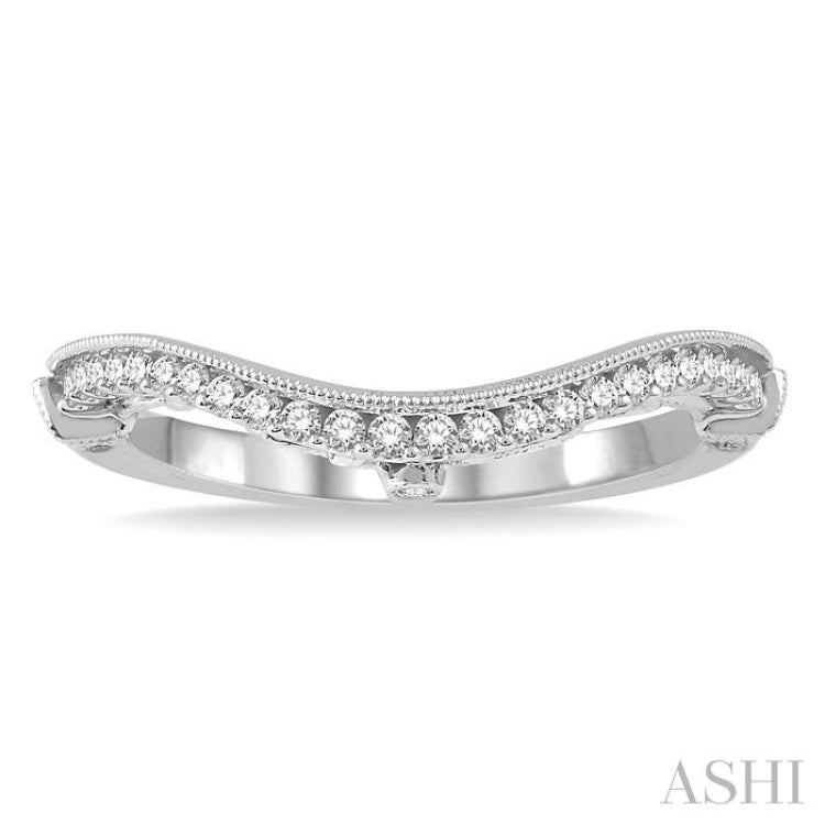 1/4 Ctw Ethnic Milgrain Curve Round Cut Diamond Wedding Band in 14K White Gold