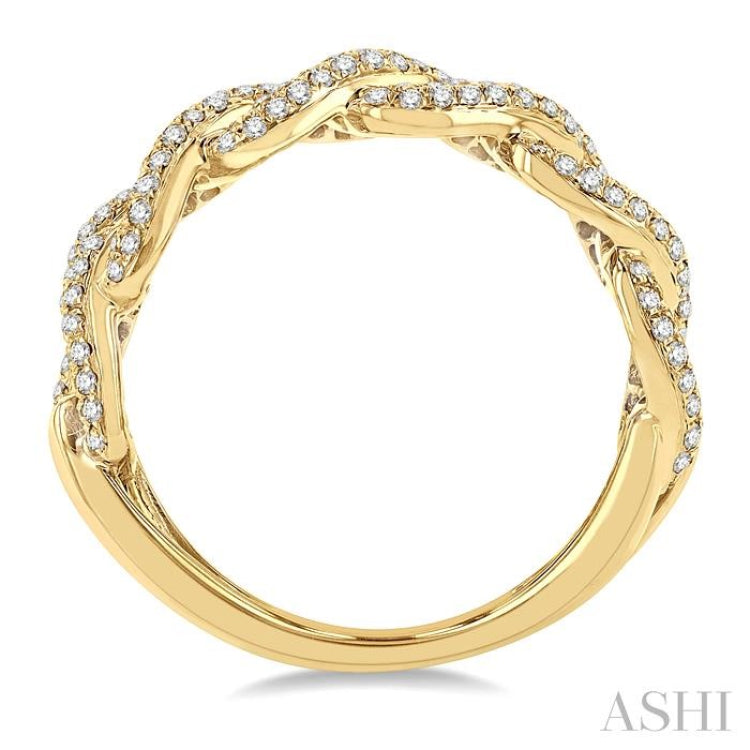1/2 Ctw Free Form Round Cut Diamond Cuban Ladies Ring in 14K Yellow Gold