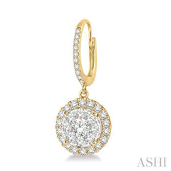 3/4 Ctw Round Cut Diamond Lovebright Earrings in 14K Yellow and White Gold