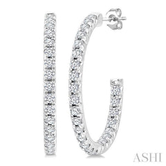 1/3 Ctw French Pave Set Round Cut Diamond Fashion Half Hoop Earrings in 14K White Gold