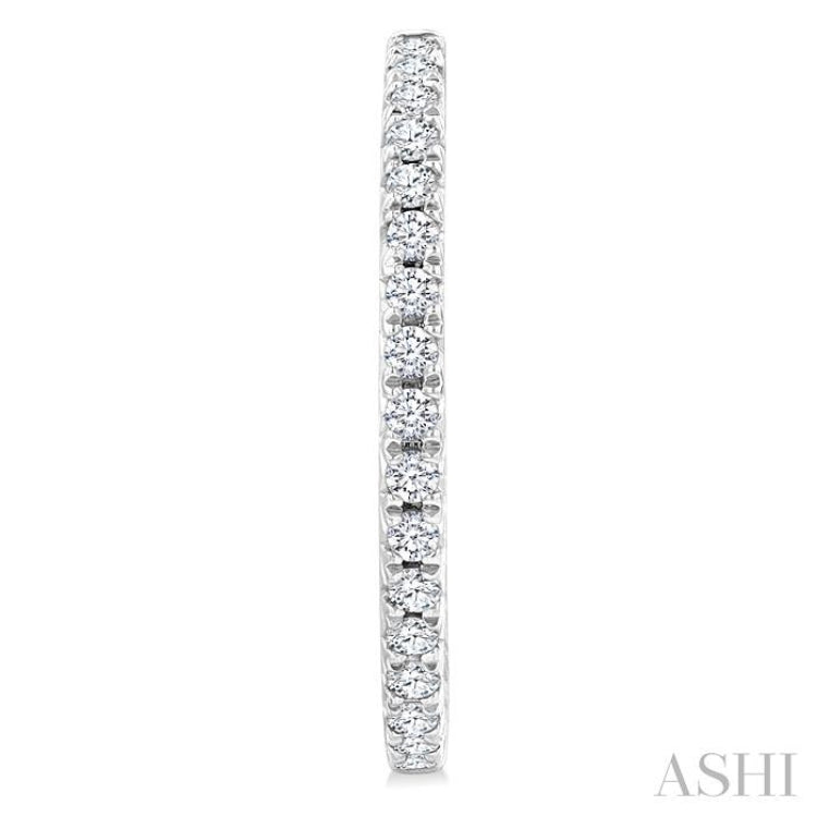 1/3 Ctw French Pave Set Round Cut Diamond Fashion Half Hoop Earrings in 14K White Gold
