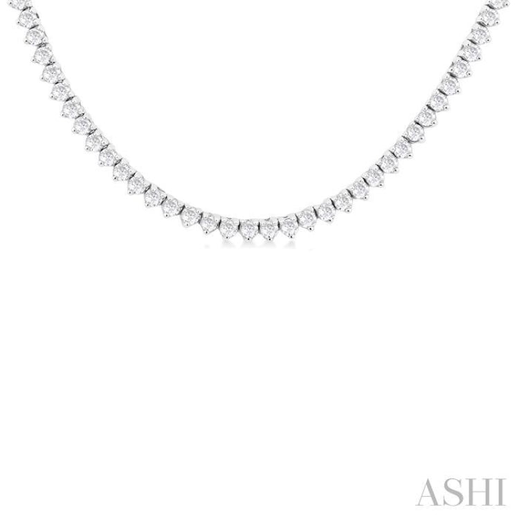 1 Ctw Halfway Round Cut Diamond Tennis Necklace in 14K White Gold