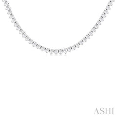 1 Ctw Halfway Round Cut Diamond Tennis Necklace in 14K White Gold
