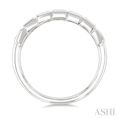 3/4 Ctw East-West Set Princess Cut Bezel Diamond Stackable Fashion Band in 14K White Gold