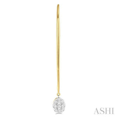 1/2 Ctw Oval Shape Dangler Lovebright Round Cut Diamond Earrings in 14K Yellow and White Gold
