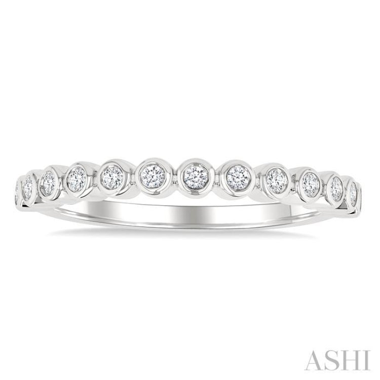 1/6 Ctw Half Eternity Bezel Set Round Cut Diamond Fashion Band in 10K White Gold